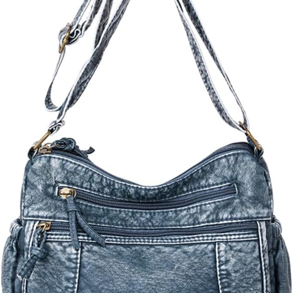 Leather Denim Purses for Women Jean Purse Denim Crossbody Shoulder Bag Tote Hand